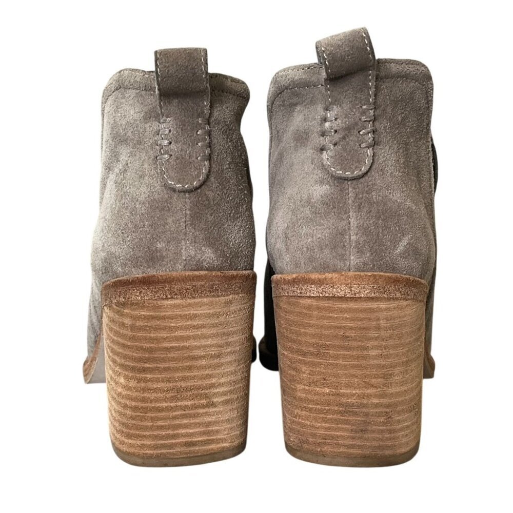 Jeffrey Campbell Rosalee Taupe Suede Booties Size 8.5 Chunky Heel - Picture 5 of 7
